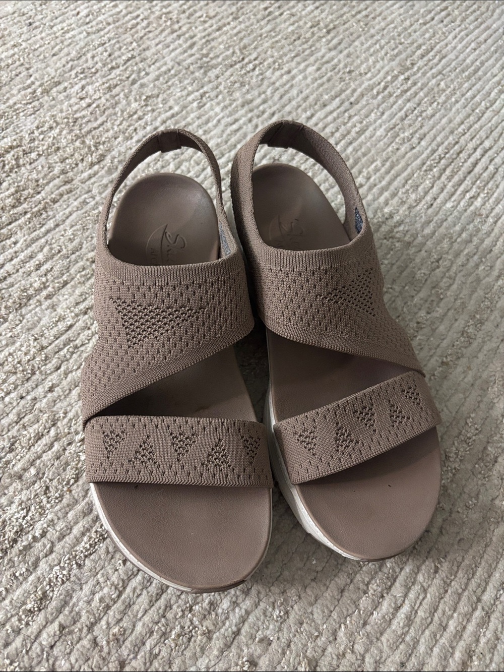 Skechers Women's Knit Slingback Sandals in Taupe